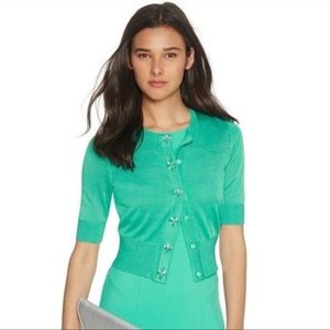 White House Black Market Jeweled Crop Cardigan with Snap Button Closure